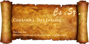 Csetneki Szilviusz névjegykártya